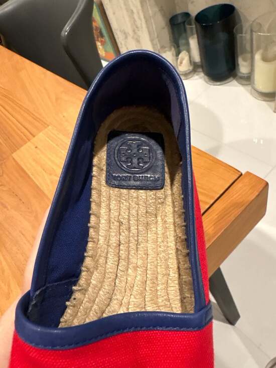 Tory Burch Ines Canvas Espadrille Flats in Red and Navy EUC - Picture 11 of 11